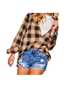 Vine & Love Plaid Button Down Top - Blue