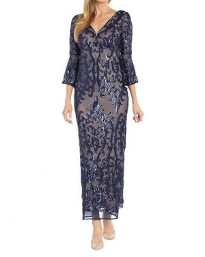 R & M Richards Contrast Sequin Gown - Blue