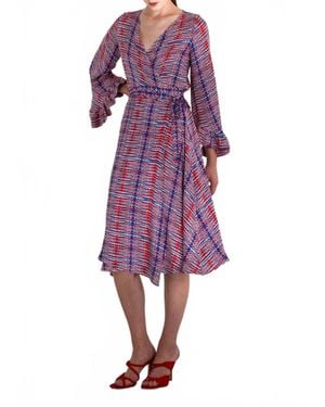 ALESSANDRO ENRIQUEZ Vibrant Wrap Midi Dress - Purple