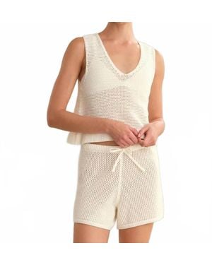 525 America Rosa V-Neck Pointelle Mesh Tank - Natural