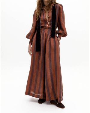 Lanhtropy Sabi Linen Stripe Wide Leg Pants - Brown