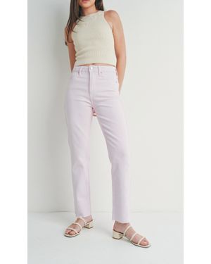 Just Black Denim Straight Leg Cut Off Jeans - Pink
