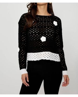 FRANK LYMAN Embellished Casual Pullover Top - Black