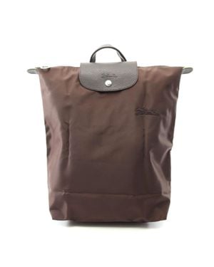 Longchamp Le Pliage M Backpack Canvas Leather - Brown