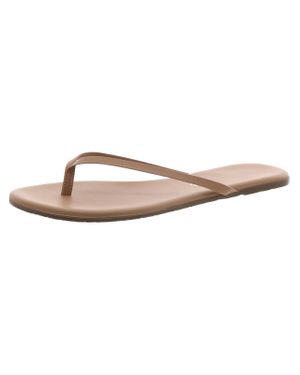 TKEES Faux Leather Slip-On Flip-Flops - Natural