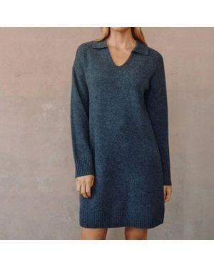 Bella Dahl Collared Pullover Sweater Dress - Blue