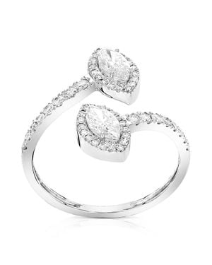Vir Jewels 1 Cttw Marquise And Round Lab Grown Diamond 2 Stone Engagement Ring - Metallic
