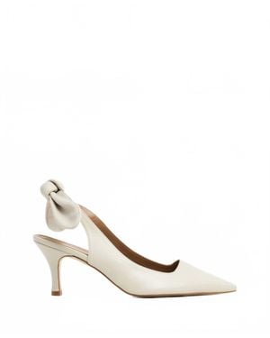 Flattered Franchesca Bow Leather Heels - White