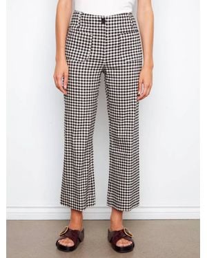 Charlie b Gingham Cropped Linen Blend Pants - White