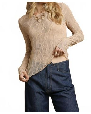 Umgee Lace Long Sleeve Top - Blue