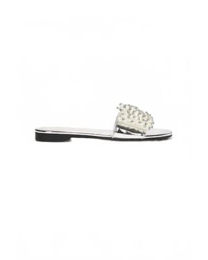 Cape Robbin Fara Pearl Studded Flat Sandal - White