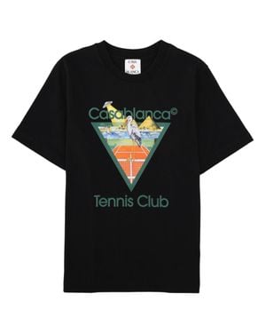 CASABLANCA Graphic Print Triangular Organic Cotton T-Shirt - Black