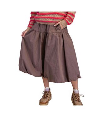 Easel Balloon Hem Parachute Midi Skirt - Red