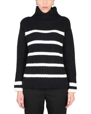 Stefano Mortari Chunky Knit Turtleneck With Ribbed Collar - Black