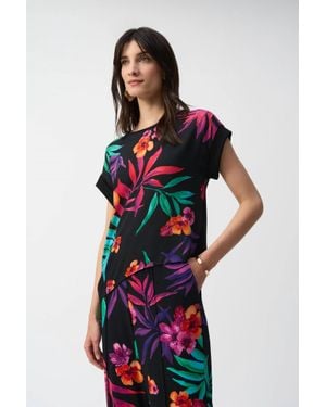 Joseph Ribkoff Tropical Print Boxy Top - Red