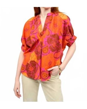 Ivy Jane Bold Flower Popover Top - Red