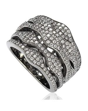 Suzy Levian Blackened Sterling Cubic Zirconia Multi-Level Ring