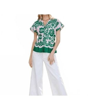 J joy Waist Pleated Short Top - Green