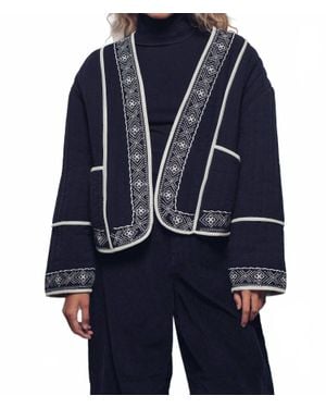Urban Daizy Willow Embroidered Quilted Jacket - Blue