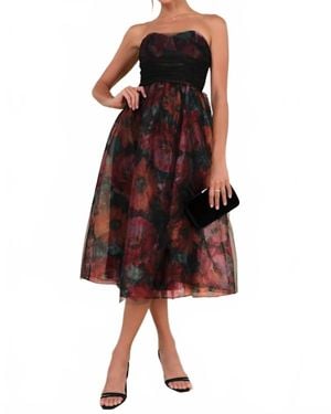 Lulus Splendidly Yours Organza Mesh Strapless Midi Dress - Red