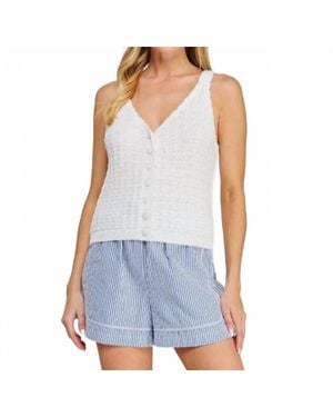 Allie Rose Casual Knit Button-Up Tank Top - Blue