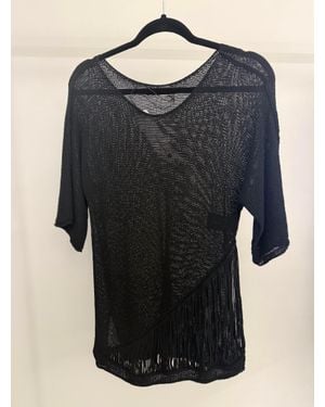 Pierantonio Gaspari Fringe Detailing Sheer Knit Top - Black