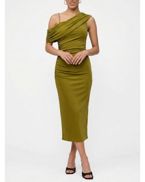 Rachel Roy Julez Asymmetrical Drape Midi Dress - Green