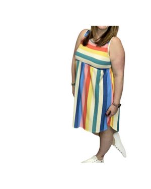 BOMBOM Casual Stripe Dress - Blue