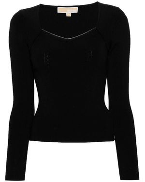 Michael Kors Gem Trim Bustier Ls Top - Black