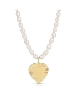 Eklexic Pearl & Hildegard Pendant Necklace - Metallic