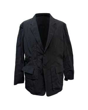 Y-3 Single-Breasted Crinkled Blazer - Blue