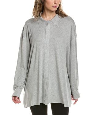 Norma Kamali Oversized Boyfriend Shirt - Gray