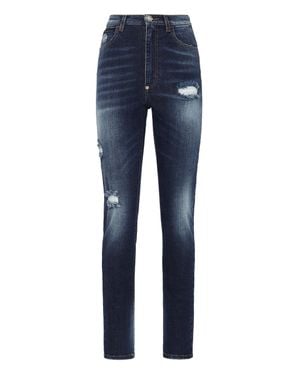 Philipp Plein Denim Pants Super High Waist Jegging - Blue