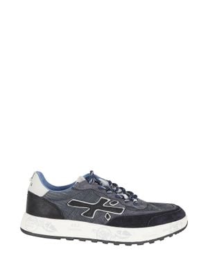 Premiata Nous Iconic Side Design Leather Sneakers - Blue