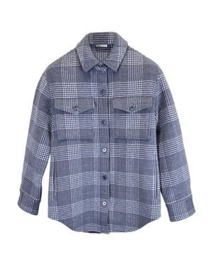 Reformation Plaid Print Button-Down Jacket - Blue