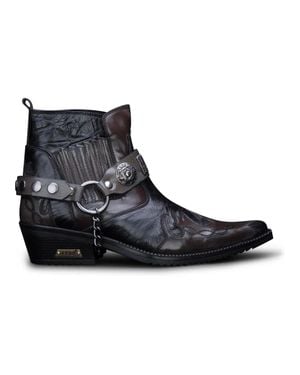 Etor Ankle Cowboy Real Leather Wincklepickers Boots - Black
