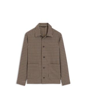BOSS Relaxed-Fit Wool-Blend Jacket With Vichy Check - Brown