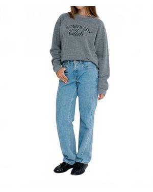 Sunny Somewhere Homebody Club Raglan Crew Sweatshirt - Blue