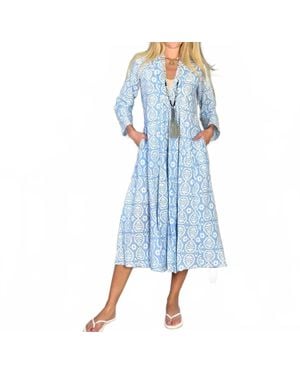 Just Darviny Karolina V-Neck Midi Dress - Blue