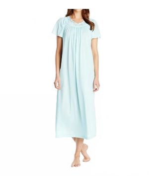 Shadowline Lingerie Flower Petal Embroidery Flutter Sleeves Long Gown - Blue