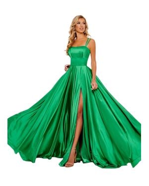Rachel Allan High Front Slit Prom Dress - Green