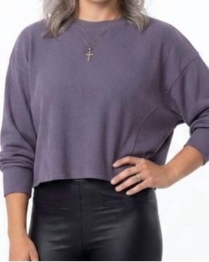 Mono B Cropped Pullover Top - Purple
