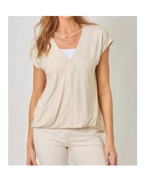 Mystree Surplice Neck Top - Natural