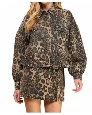 TCEC Animal Printed Button Down Jacket - Brown