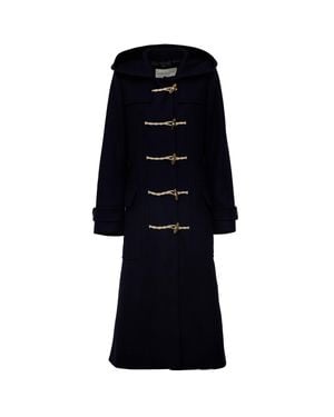 Dries Van Noten Ruffle W. W. Hooded Long Coat - Black