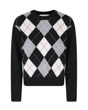 DUNST Oversized Checkered Wool-Blend Sweater - Black