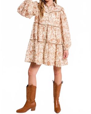 Ultramarine Toile Button-Down Shirt Mini Dress - Natural