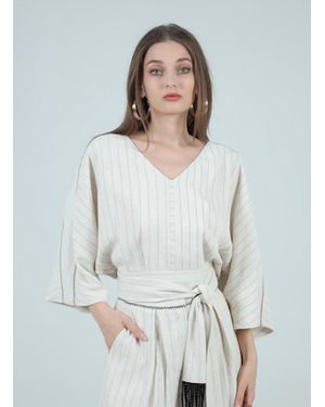 Aylaya Ariana Pinstripe Blouse - White
