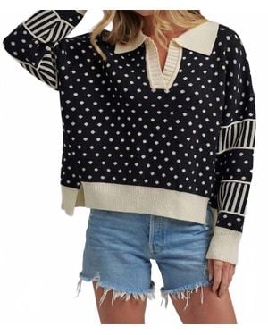 Bone Just For Fun Polka Dot Collar Sweater - Black