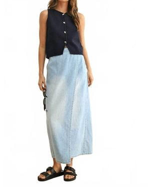 Miou Muse Metal Button Down Detail Vest - Blue